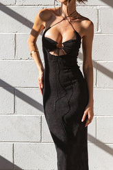 CrissCross Halter Cutout Tie-up Dress